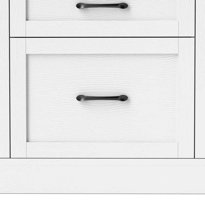 47" White and Brown Farmhouse Sideboard Buffet Cabinet with Storage