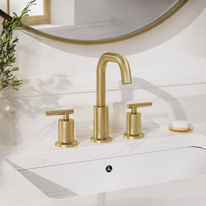 2-handle Bathroom Faucet with Drain Assembly, Brushed Gold