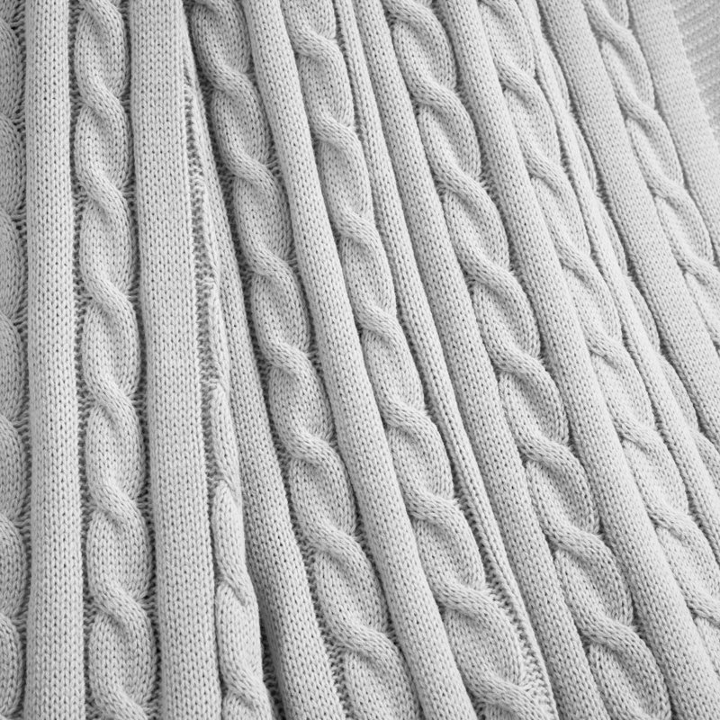 Light Gray Full/Queen Cable Knit Soft Blanket