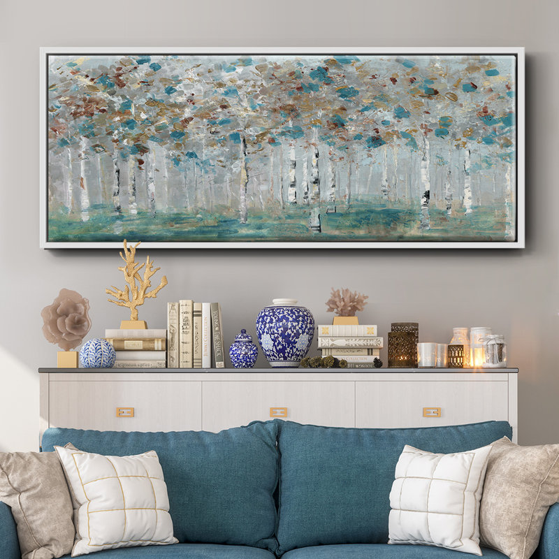 Teal Forest- Framed Canvas, 24" H x 60" W
