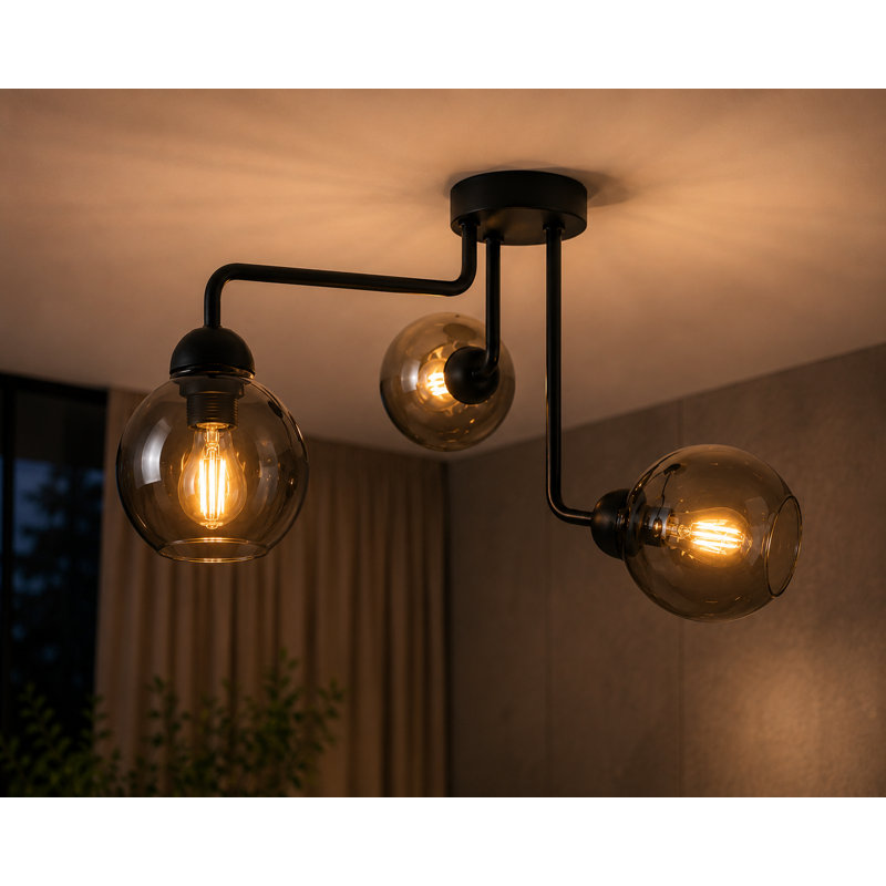 Cottleville Glass Semi Flush Mount, Black