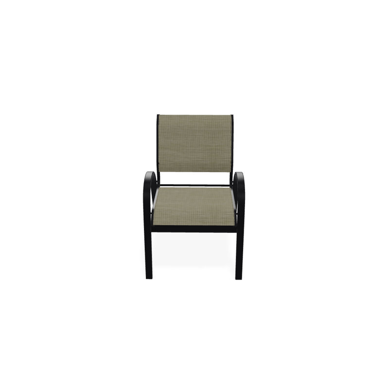 Aruba 1 Outdoor Dining Armchair, Textured Black, Bristol Taupe Sunbrella®