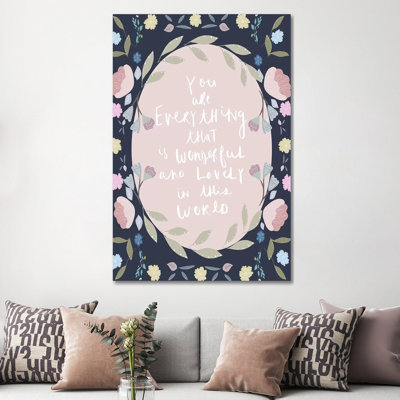 You Are Everything Navy by Leah Straatsma - Wrapped Canvas Print