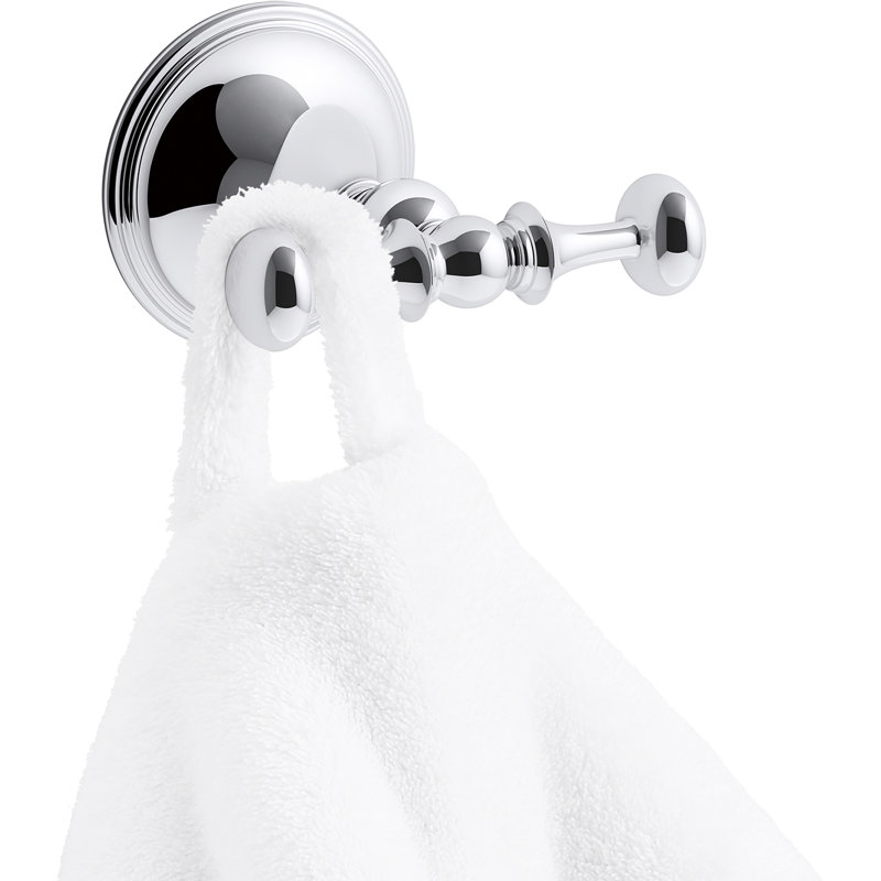Decorative Double Robe Hook, Polished Chrome