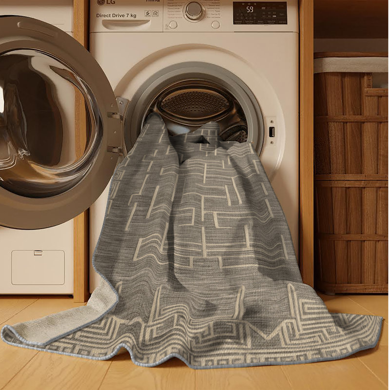 Tapis gris art déco lavable à la machine, Carré 8 pi