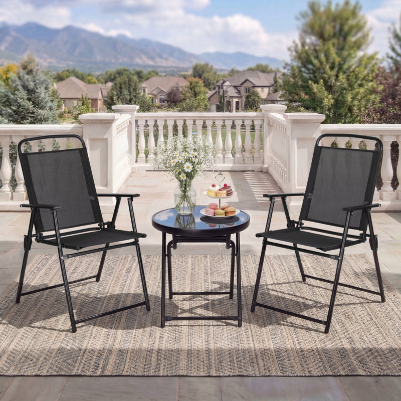 Ensemble de bistro de patio, ensembles de meubles de patio pliants d'extérieur, ensemble de patio 3 pièces de table de patio pliable et chaises
