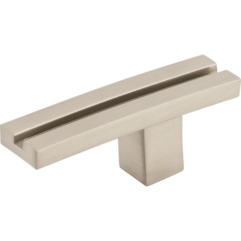 Inset Rail 2 5/8" Length Geometric Knob, Brushed Satin Nickel