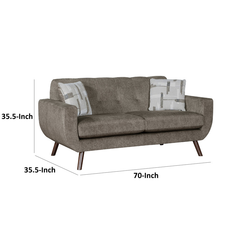Causeuse Jany avec 2 coussins, 70 pouces, microfibre, Brun