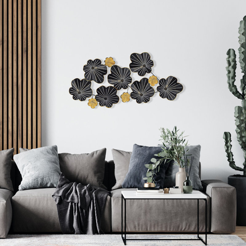Hand-Painted Decorative Metal Wall Accessory, 49.2 x 5.5 x 24.2 inches | 100% Metal, Thickness: 0.03 inches | Unique Color Variations, Perfect for Modern Home Decor, Adds Elegance & Style to Any Space