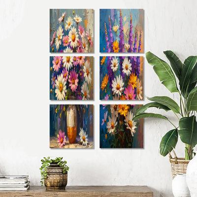 Daisy Still Life Garden Collage - Daisies Wall Art Set Of 6