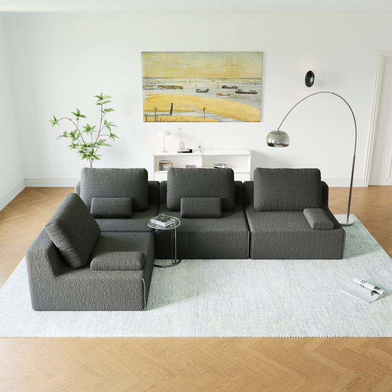 Canapé modulaire modulaire, canapé de plancher pour le salon, Gris