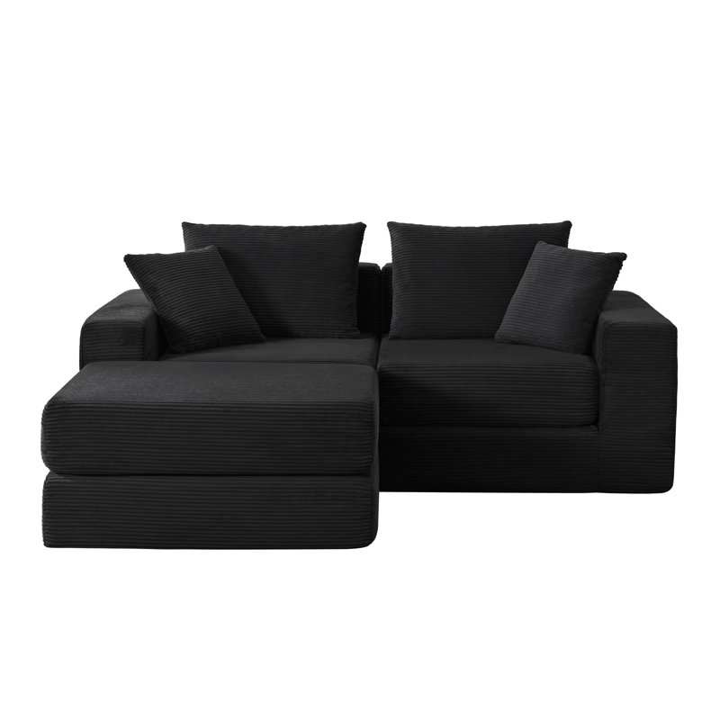 Modular Black Foam Sectionals, Modern Cozy L-shape For Small Spaces