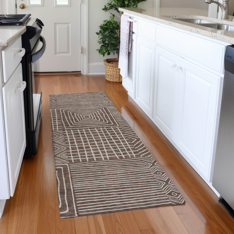 Premium Machine Washable Corry AMF1044 Geometric Rug, Runner 2'3" x 7'6"