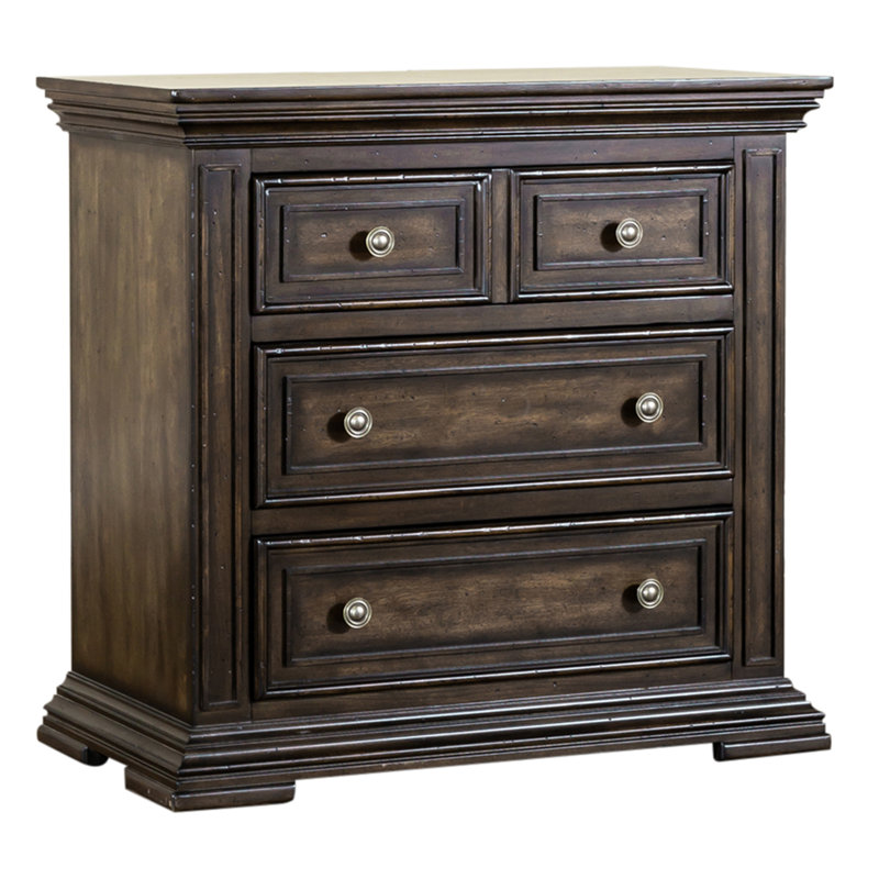 Temple Cloud 3 Drawer Nightstand w/ Charging Station, Brown