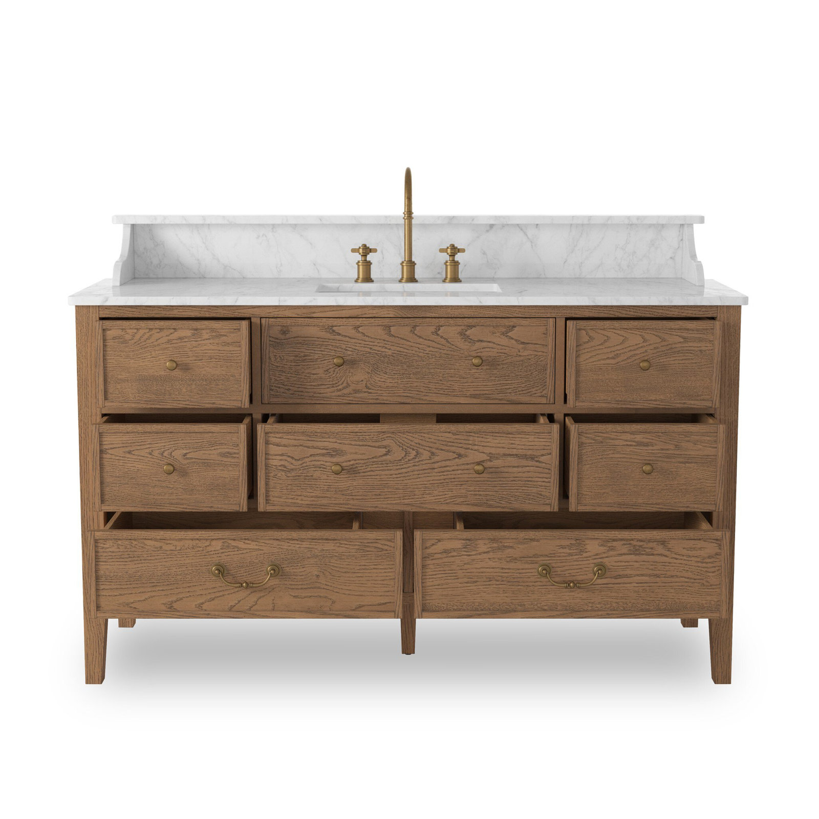 Elliston Single Wide Vanity-Carrara Marble
