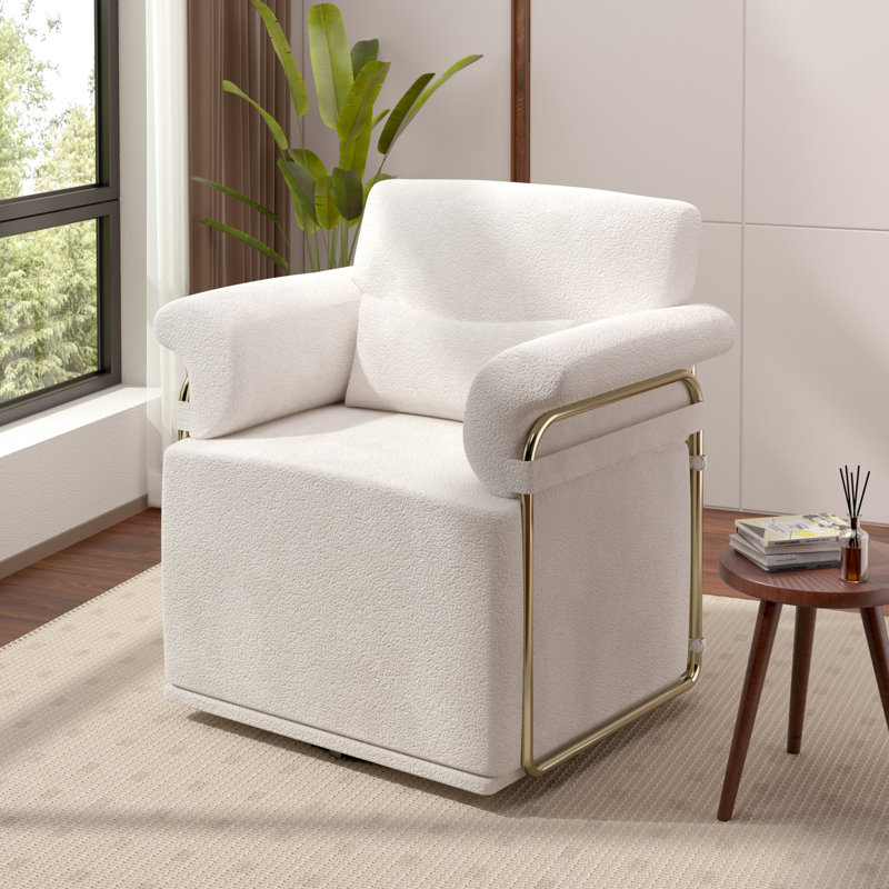 Fauteuil d'appoint pivotant à 360 degrés avec structure en métal doré