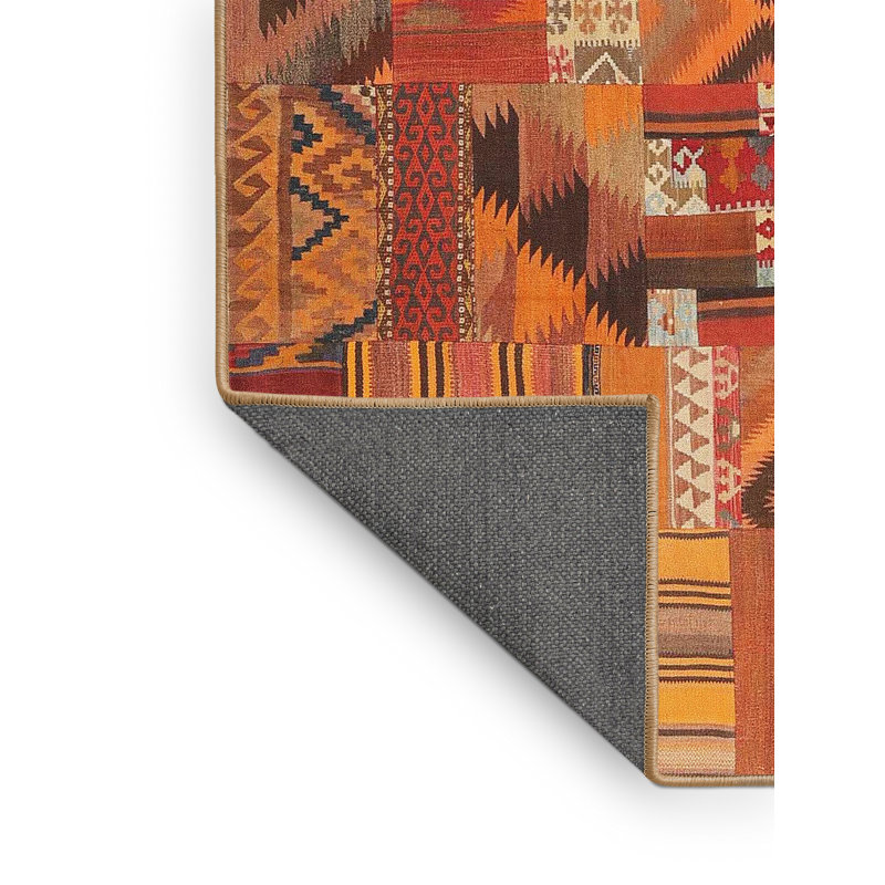 Tapis de zone orange/brun contemporain Dunlevy, Rectangle 8 pi x 12 pi