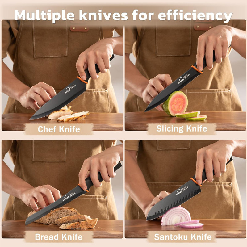 16 Pcs Kitchen Knife Set, Stainless Steel, Rust Resistant