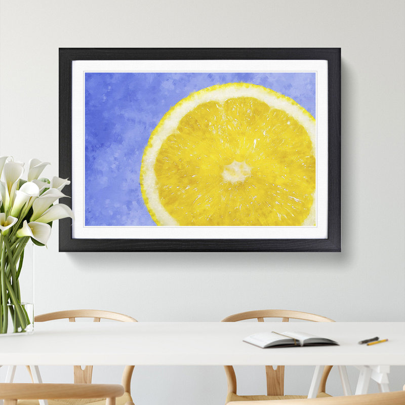 Lemon Slice - Picture Frame Painting Print, 62cm H x 87cm W x 2cm D, Black Framed