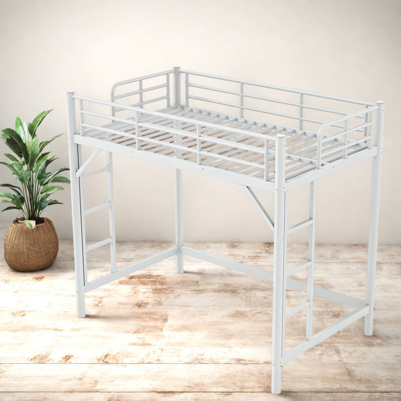 Lits peu encombrants avec rangement, lit mezzanine simple en métal, maison moderne