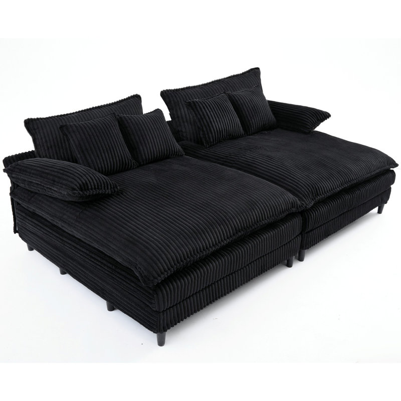 Méridienne surdimensionnée double l 109 po, Noir