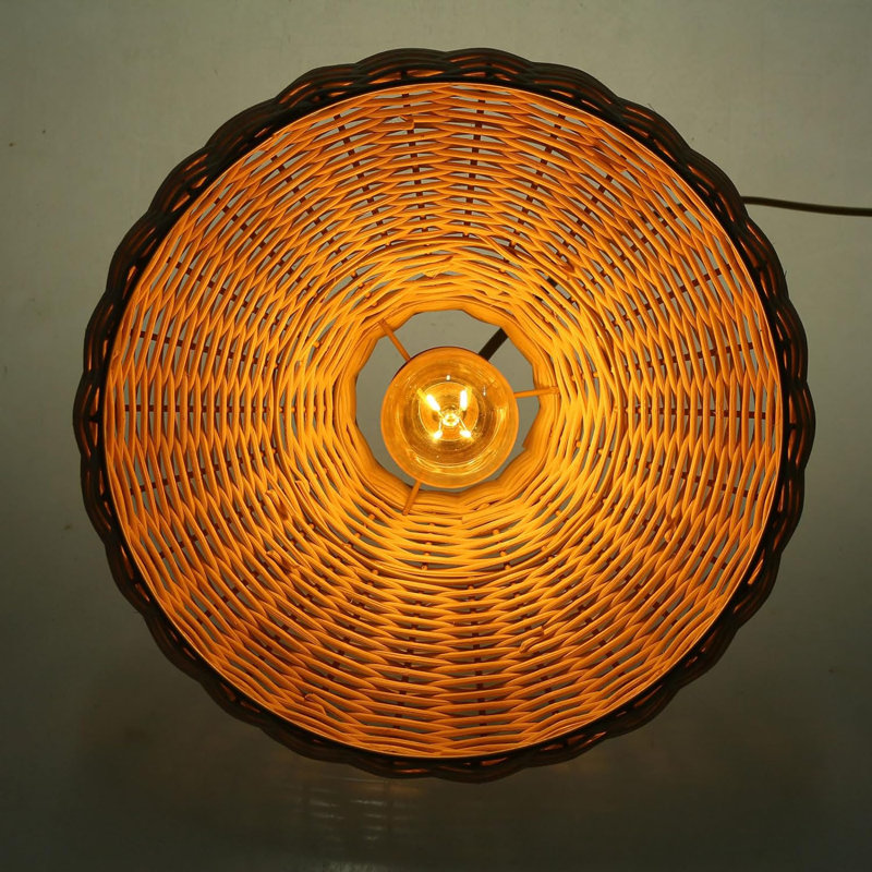 Handmade Rattan Wicker Pendant Light Shade, Boho Natural Hanging Ceiling Lamp Shade For Bedroom & Home Decor, Light Brown