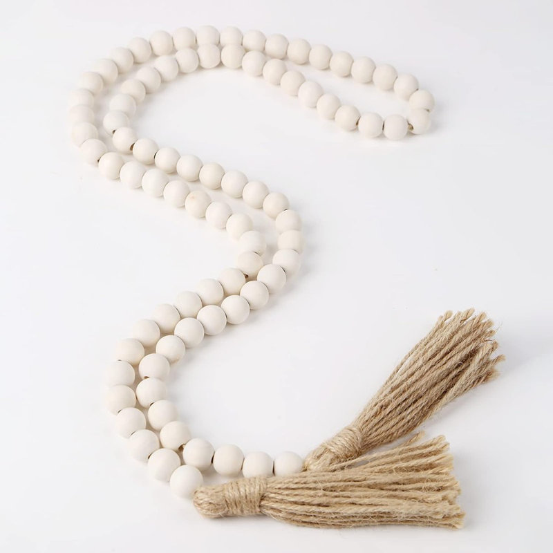 Guirlande de perles de ferme en bois avec des pampilles rustique Country Decor