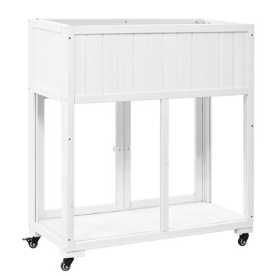 Mini serre à cadre froid, blanc 35,4 po x 17,7 po x 37,4 po, 2 portes avec roulettes, doublure de lit surélevé pour croissance de fleurs et de légumes 35,4 po x 17,7 po x 37,4 po, jardin Amélioration de la vitalité de la serre