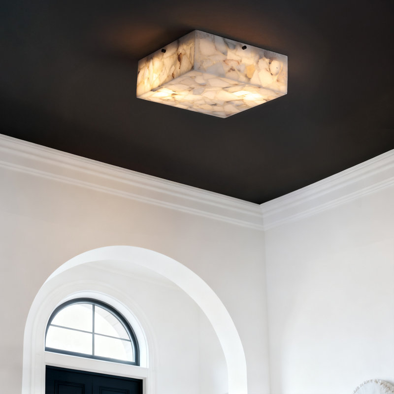 Plafonnier Brihany, Noir mat / marbre blanc