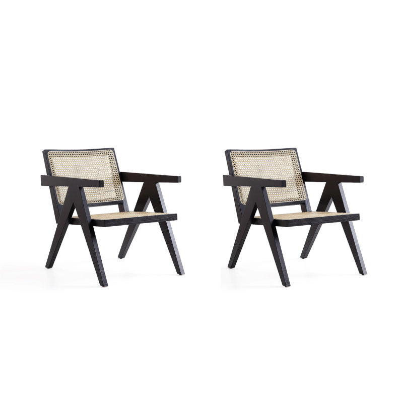 Shakespeare Accent Chair In Black And Natural Cane - Set Of 2, Black