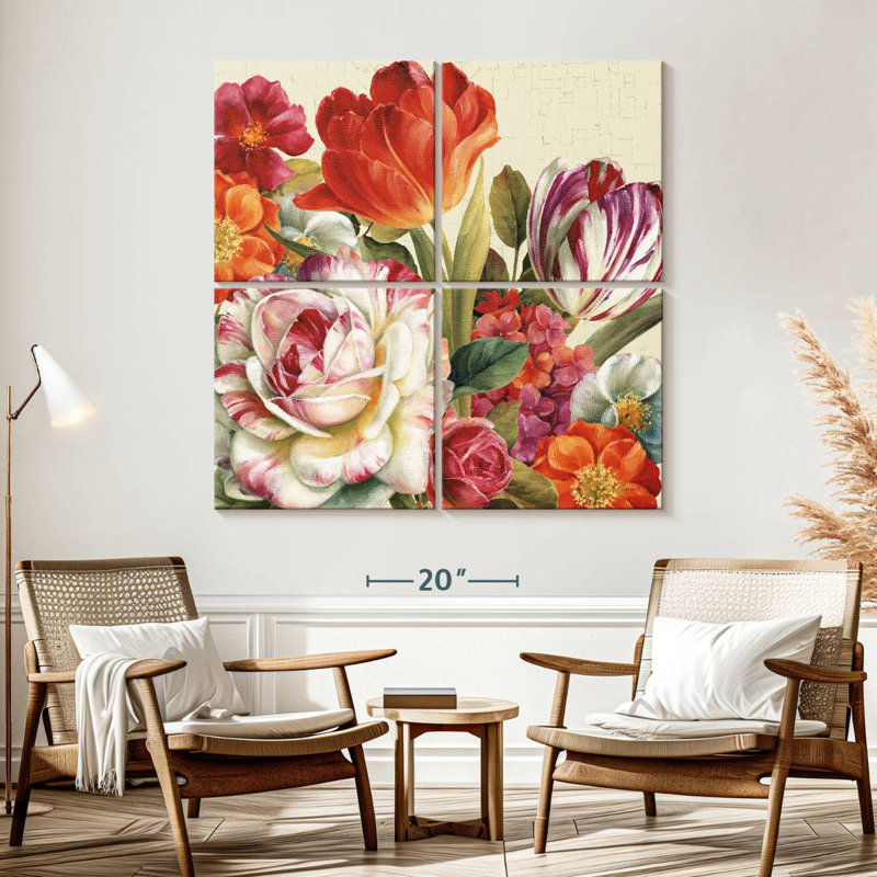 Fleurs avec vue sur le jardin, H 57 po x l 57 po