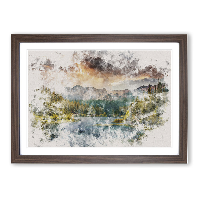 Forest and Lake Vol.4 - Picture Frame Painting, Walnut, 27cm H x 36cm W x 2cm D