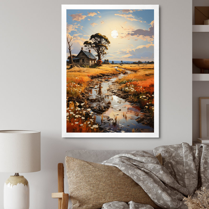 «Countryside Farm Bliss I» sur toile, Cadre simple blanc, H 44 po x l 34 po x P 1,5 po