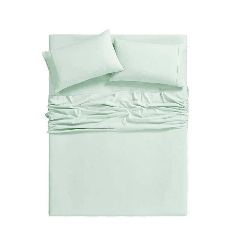 Bibb Home Bamboo 1800 Thread Count Deep Pocket Sheet Set, California King Sheet Set with 4 Pillowcases, Mint