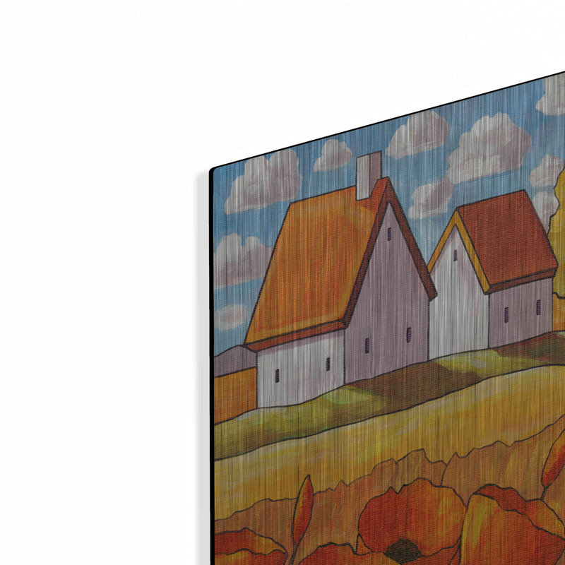 «Red Flower Fields Landscape» par Cathy Horvath-Buchanan, art mural en métal, 16 po x 24 po