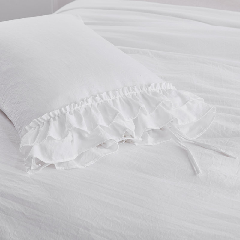 Size 3 Piece Ultra Soft Pre-Washed Duvet Cover Set with Handmade Ruffle Fringe