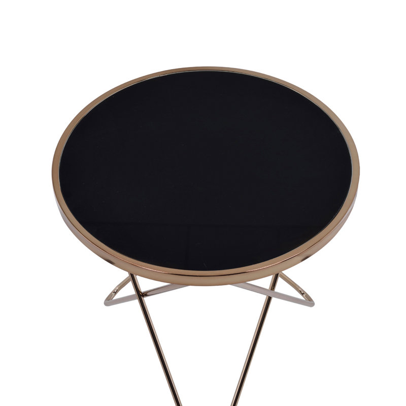 Glass Top Round Table, Black