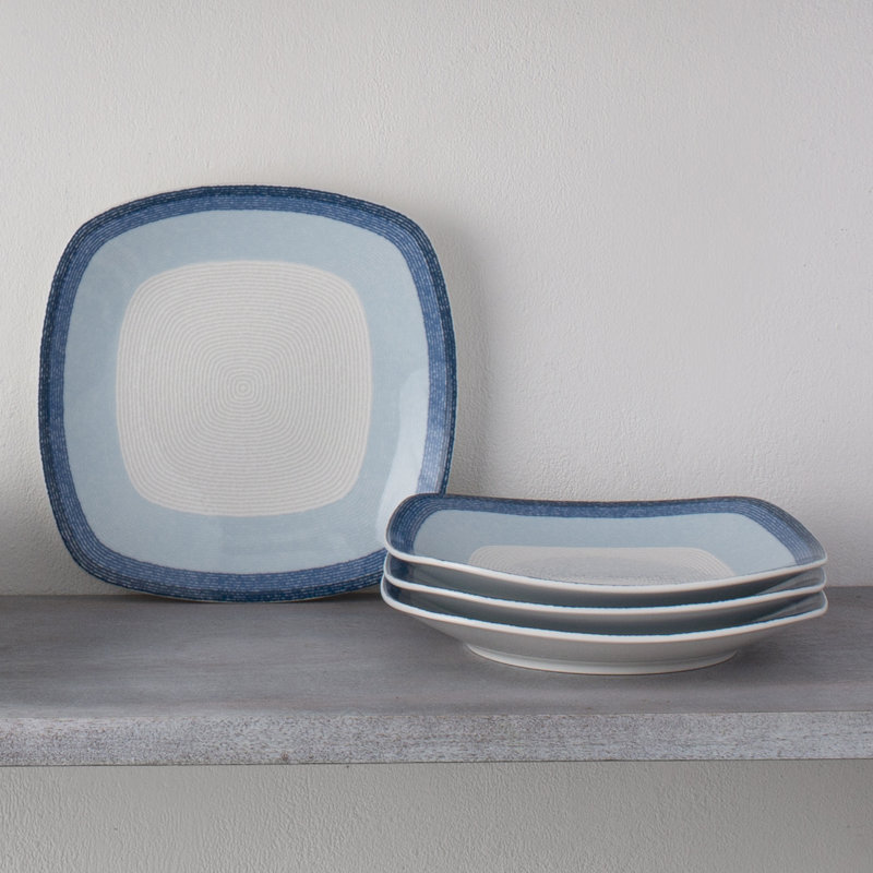 Noritake Colorscapes Layers Square Salad Plates, 8-1/4", Sky
