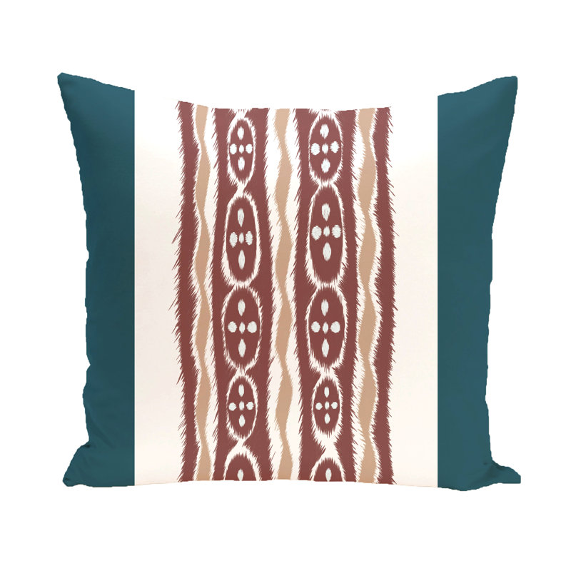 Housse et insert de coussin carré I-Kat U-Dog, H 16 po x l 16 po, Bleu sarcelle / rouille