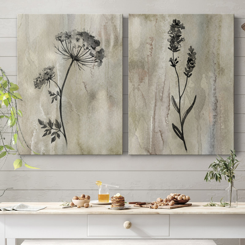 «Sumi-e Silhouette I», ensemble de 2 reproductions d'art, H 20 po x l 32 po, Toile tendue, Sans cadre