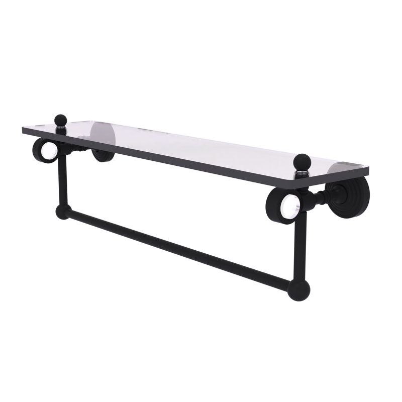 Tablette à support en verre avec barre à serviettes Jarrell, Noir mat, H 5,12 po x l 22 po x p 6,4 po