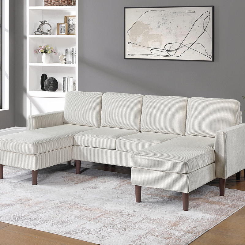 Ensemble modulaire 3 pièces en velours côtelé, Beige