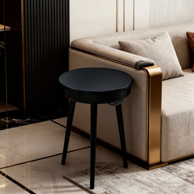 Table de bout intelligente avec haut-parleur Bluetooth: table de chevet ronde à DEL avec port USB pour disque en U