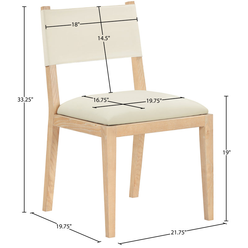 Chaise d'appoint de salle à manger Vina, Teint naturel, Cuir crème végétalien