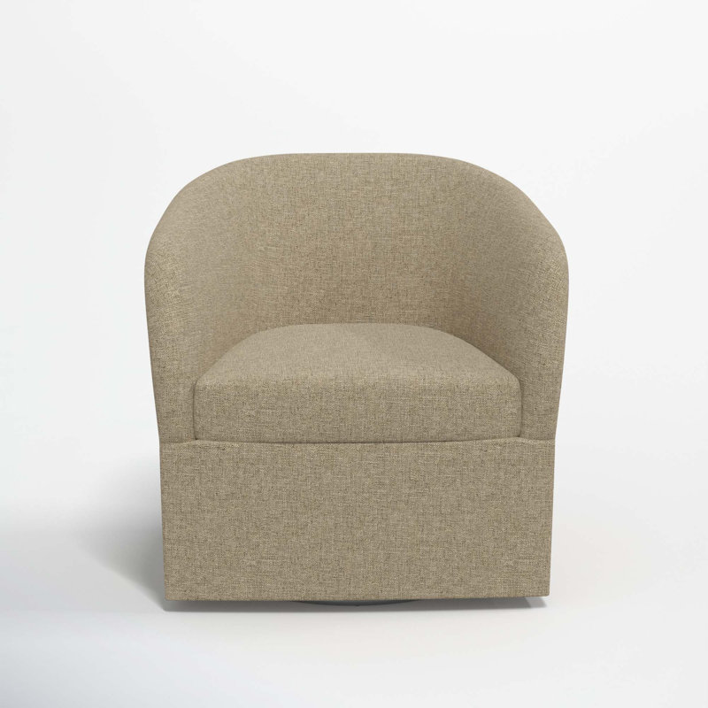 Lesia Upholstered Swivel Barrel Chair, Zuma Natural Textured Linen