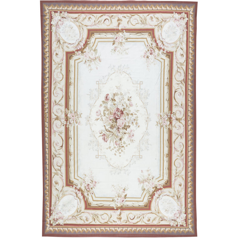 Tapis rouge et brun noué à la main de haute qualité