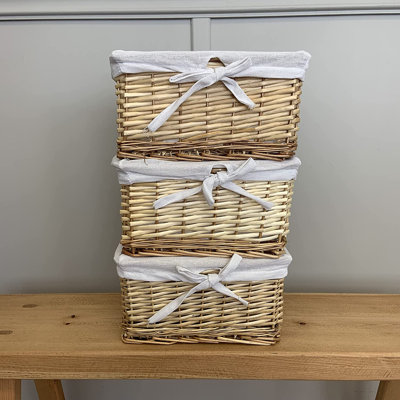 Rectangular Wicker Storage Basket with Removable Lining