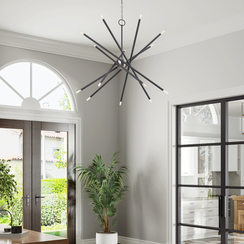 Lustre moyen 10 lumières bronze, Gris scandinave