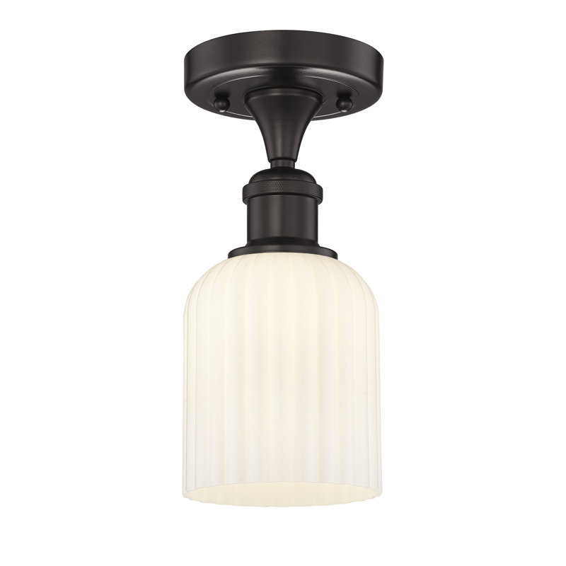 Edison - Adriena - 1 Light 5" Semi-Flush Mount, Oil Rubbed Bronze, White