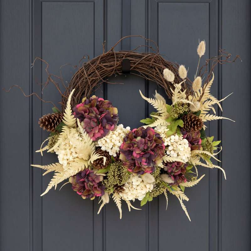23" Queen Anne's Lace and Fern Wreath, Burgundy